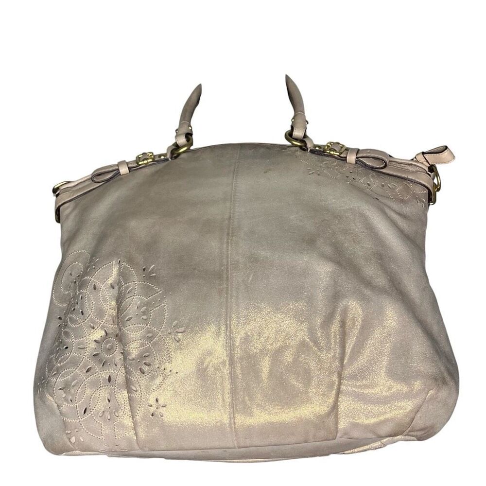 COACH 19624 Madison Tossed Laser Lindsay Leather Satchel Gold - Picture 3 of 15